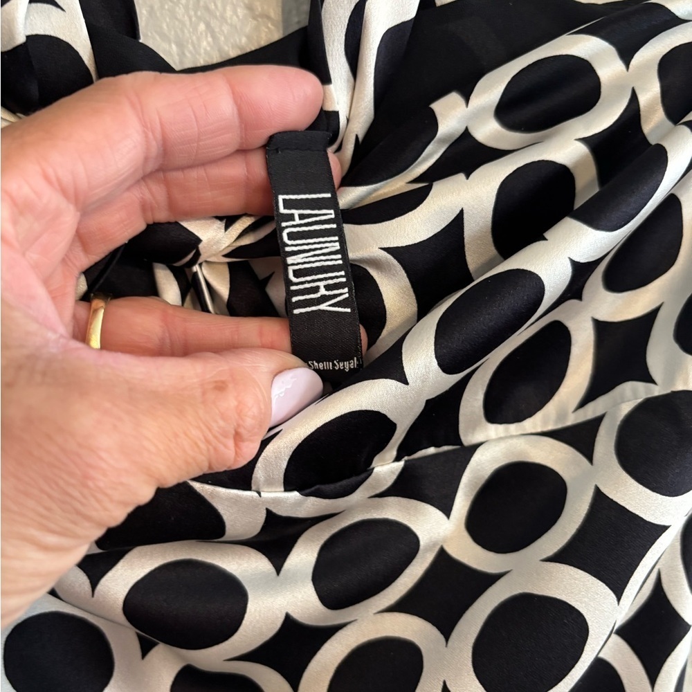 Laundry silk Halter tied Dress black and cream size 6 - Picture 4 of 9